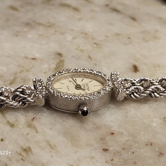 RARE CLASSIC CRISTIAN GENEVE DIAMOND 14K WHITE GOLD ROPE QUARTZ MOVEMENT WATCH - Picture 6 of 16